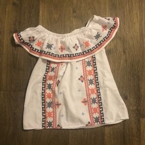 Embroidered off the shoulder top